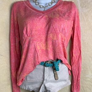 Calvin Klein L Paisley Thin Long Sleeve Blouse